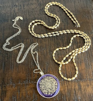 Vintage Charming Charlie And Napier Textured Rice Bead Necklace Combo