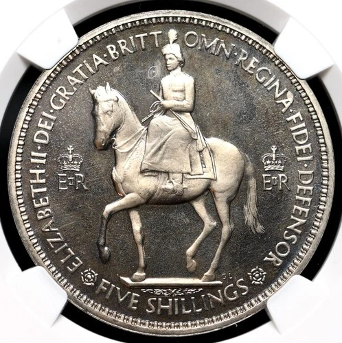 GREAT BRITAIN. 1953 Elizabeth II Coronation Proof Crown, NGC PF66 CAMEO