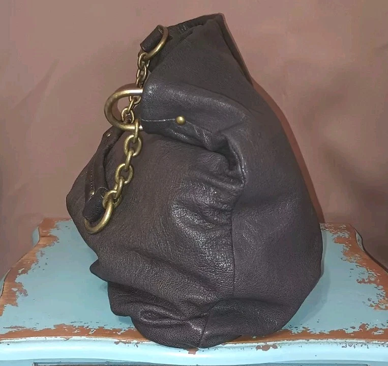 Bolso de Hombro Grande Nordstrom Chocolate Caído Cuero Genuino Correa de Cadena Foto 4 de 4