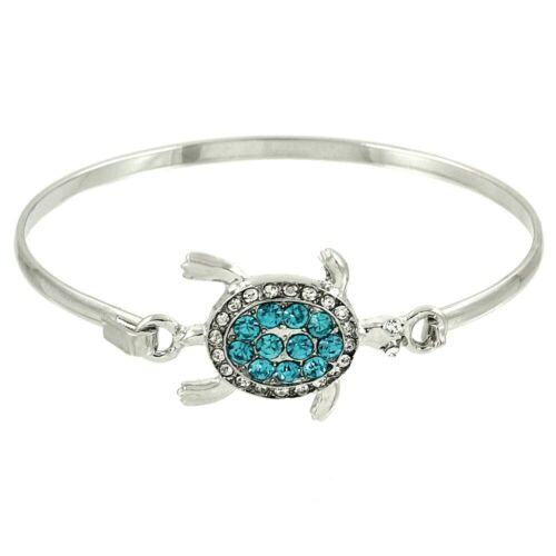 Turtle Bracelet Crystal Turquoise Rhinestone Hook Bangle Sea Shell Sand Jewelry