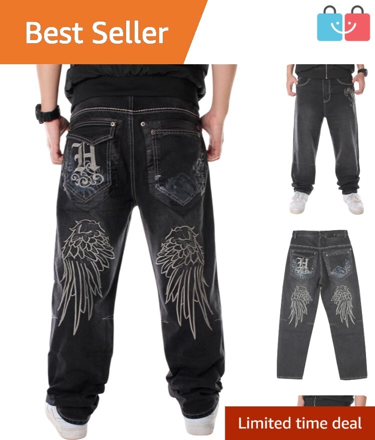 Jeans de mezclilla holgados estilo vintage años 90 con bordado - perfectos para skateboarding