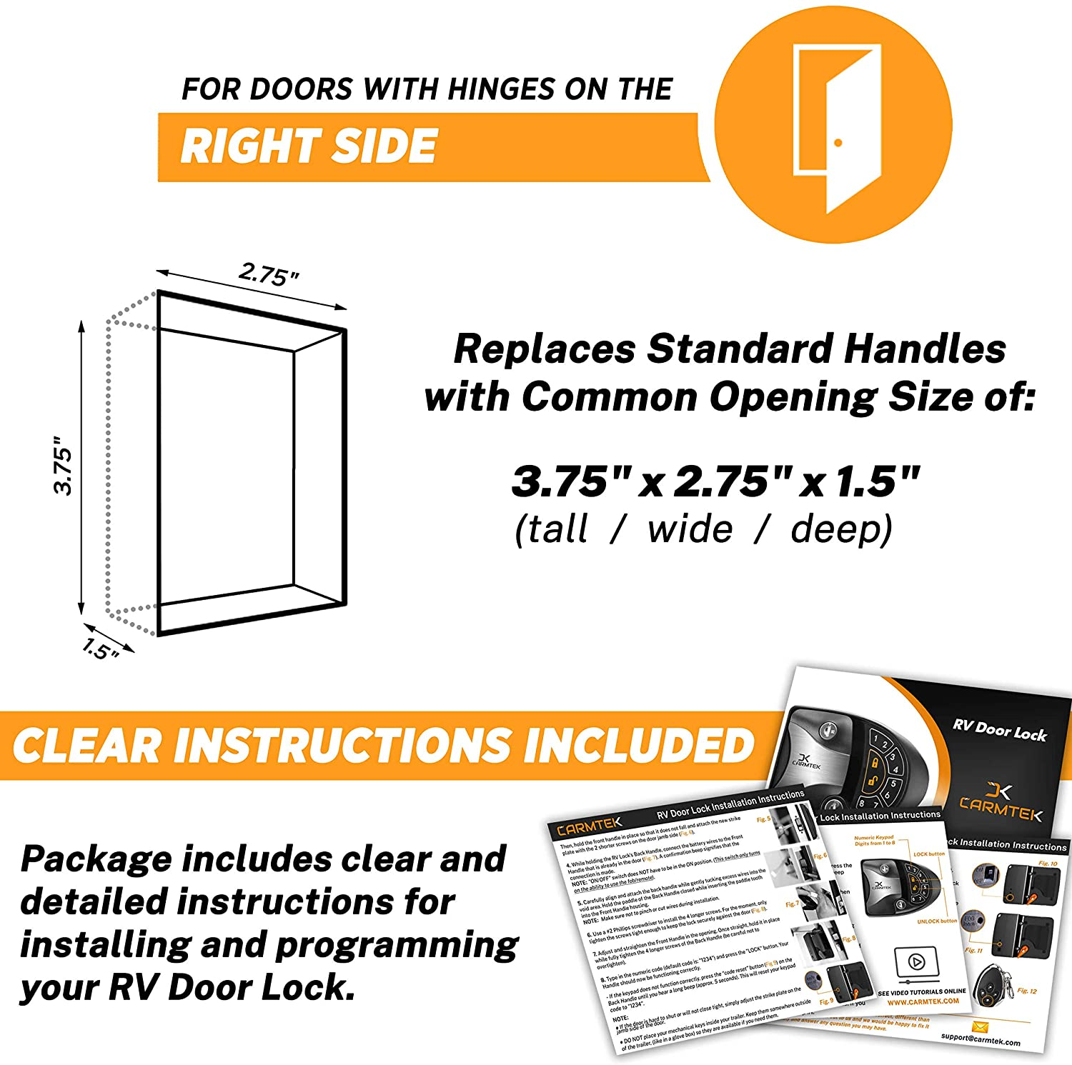 Carmtek RV Keyless Entry Door Lock Latch Handle RV Door Lock with