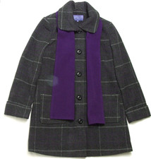 Autonomy Women's Wool Blend Coat With Scarf Size 12