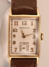 Vintage Hamilton Mens Tank 14K Gold Manual Watch 19 Jewels