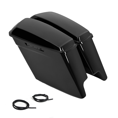 エクササイズグッズ EX SLENDER Vivid Black Stretched Extended Hard Saddlebags For 14-24 Harley