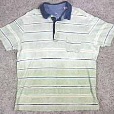 Tommy Bahama Island Zone Polo Shirt Large Green Striped Pima Cotton Modern Fit