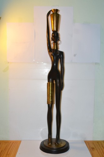 ANTICA SCULTURA NUBIANA STILE KARL HAGENAUER BRONZO ART DECO AFRICANA BLACKAMOOR - Foto 4 di 12