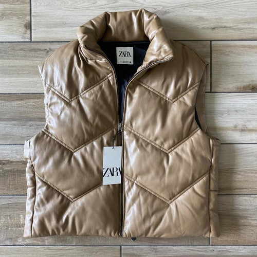 Zara tan faux leather gilet, size XS 
