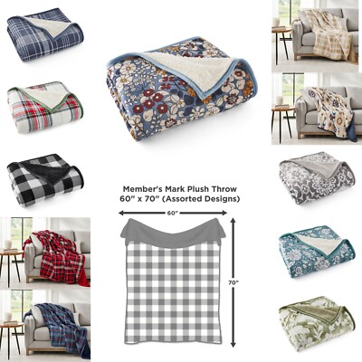 Member's Mark Plush Throw, 60''x70'', Assorted Designs