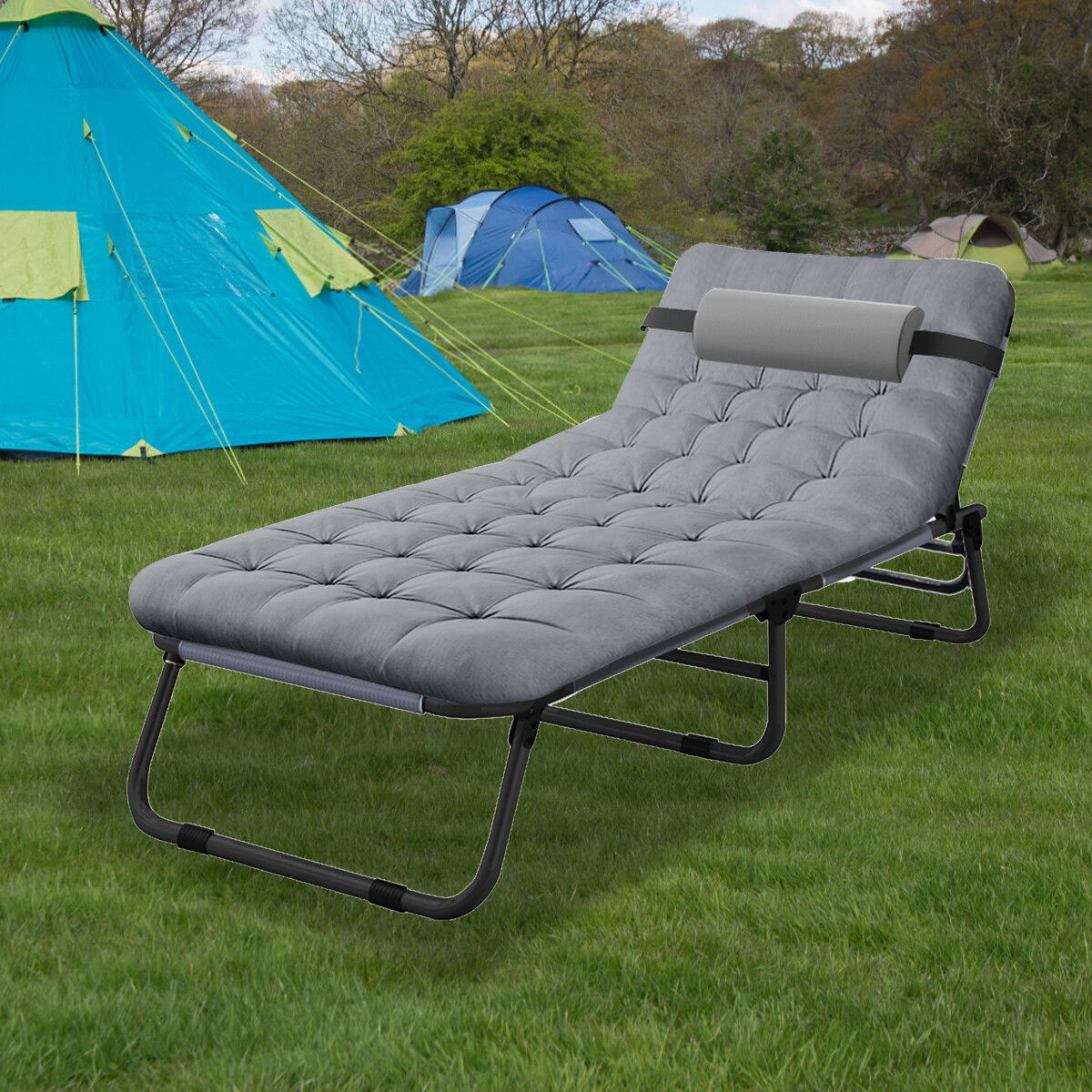 MOPHOTO Adult 4 Gear Sleeping Cots Adjustable Camping Cot Patio Lounge