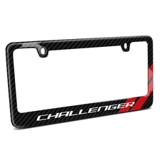 Dodge Challenger Red Stripe Black Carbon Fiber License Plate Frame