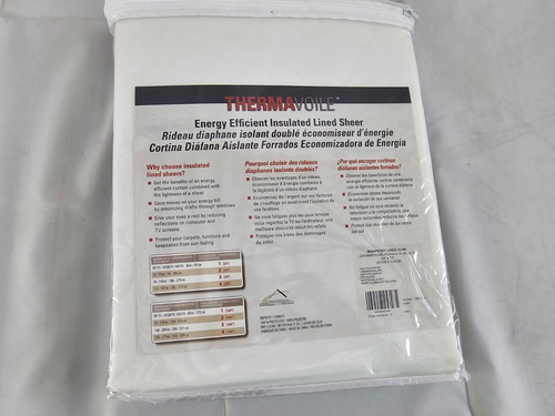 DRAPE CURTAIN Panel 54" X 72" Ivory Off-white Insulated Lined ThermaVoile - Picture 5 of 10