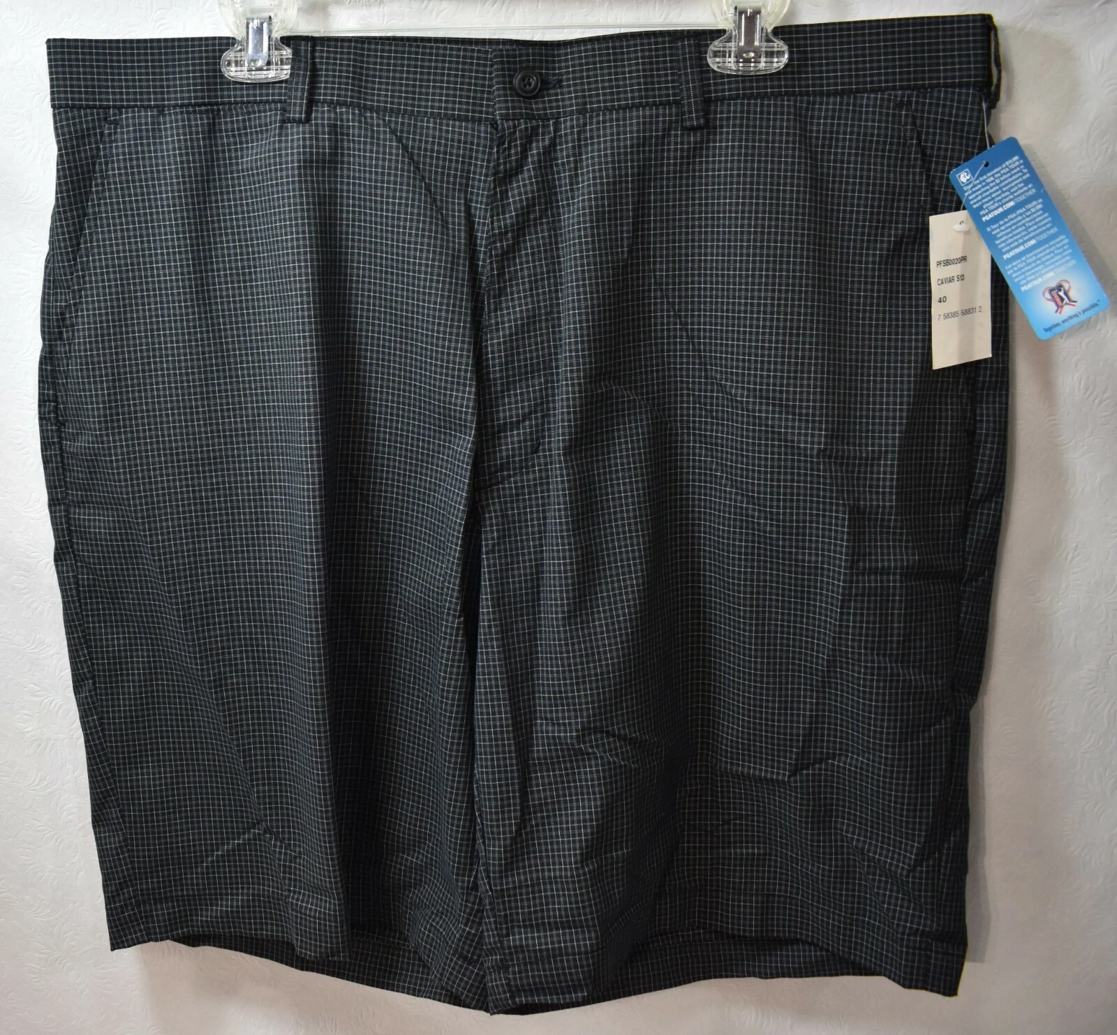 PGA Tour Golf Shorts Black Check Size 40 Men's