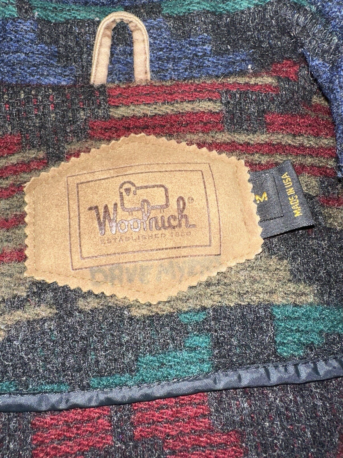 Rare Vintage 90s Woolrich Aztec Multicolor Chore Coat Wool Button Jacket Sz M image 3