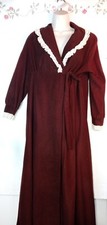 Vintage Bath Robe Burgundy Brown - Lace Trim Long Wrap House Coat Size L