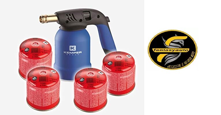 Kemper Saldatore a Gas Piezo + 4 Cartucce | Kit Cannello Professionale