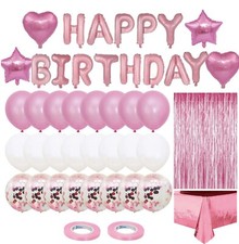 Mädchen Rosa Geburtstagsdeko Set mit Happy Birthday Luftballons,Party Deko Set