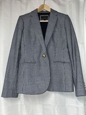 J. Crew Campbell Houndstooth Navy Blazer Women s Size 6 Wool Blend Gold Buttons
