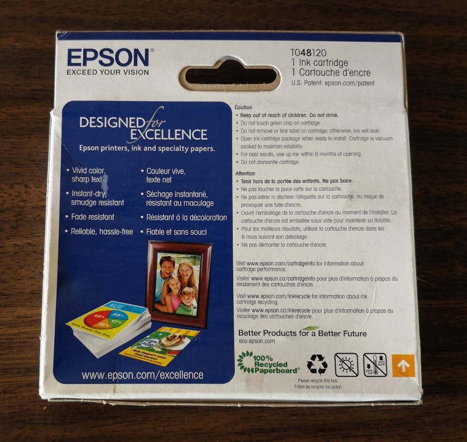 2019 NIB Genuine Epson 48 Black ink T0481 T048120 for R200 300 320 ...