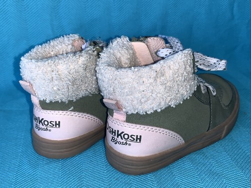 Vintage Fuzzy Fleece Lined OSH KOSH B'GOSH Boots Booties Toddler Size 7 ❤️sj15m8 - Picture 3 of 9