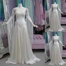Vintage Sleeveless Wedding Dresses with Detachable Train A Line Lace Appliques