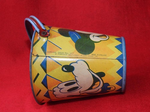 HAPPYNAK 1935 TINPLATE WALT DISNEY MICKEY MOUSE No.7 SEASIDE SAND PAIL BUCKET - Picture 7 of 9