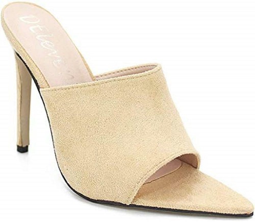 nude suede mule
