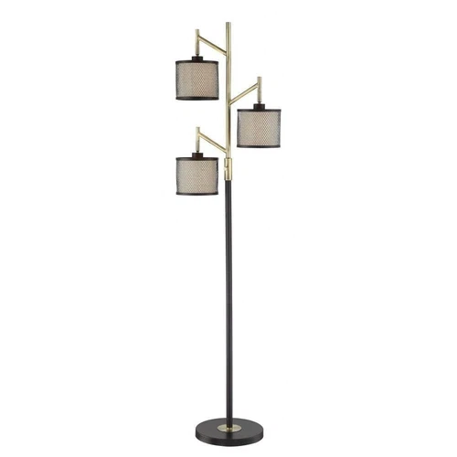 Lite Source 3-LITE Floor LAMP, Coffee/Metal NET SHD/Fabric, E12 B 40Wx3 LS-83109 - Picture 1 of 3