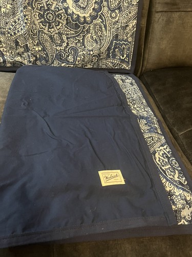 Woolrich Home Set of 2 Stanard Shams Navy White Paisley Great Condition Queen - Picture 7 of 7