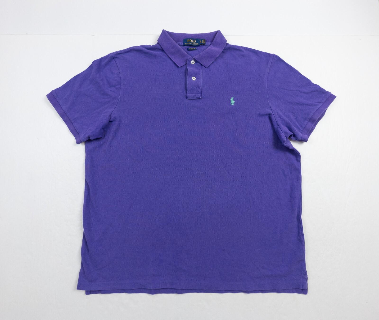 Polo Ralph Lauren camicia uomo XLarge viola manica corta vestibilità classica preppy pony