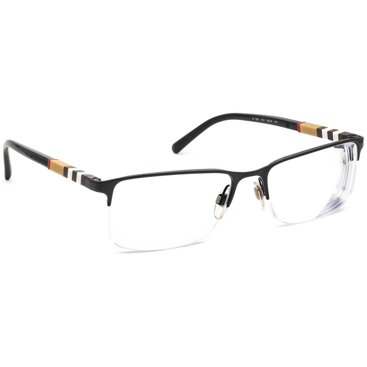 Burberry Eyeglasses B 1282 1001 Polished Black Half Rim Burberry Eyeglasses B 1282 1001 Polished Black Half Rim