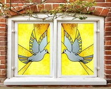 3D Pigeon 276NAO Window Film Print Sticker Cling Stained Glass UV Block Fay