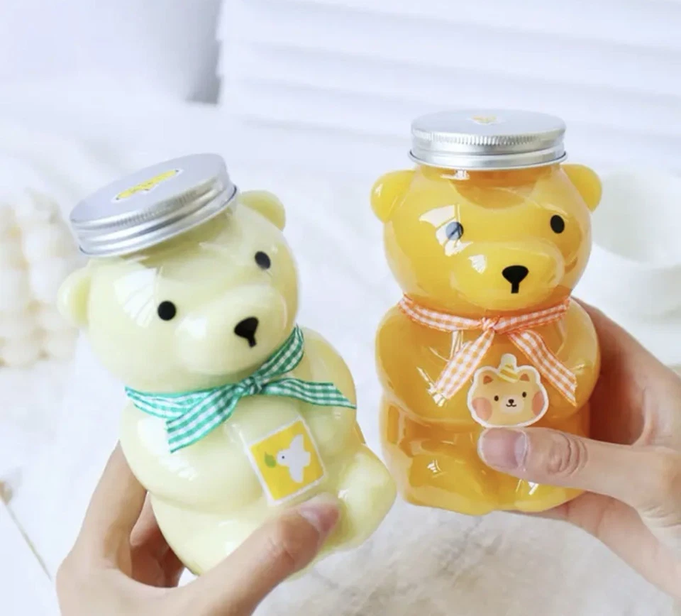 2 paquetes de botella de agua de oso de peluche de plástico sin pajita Foto 3 de 4