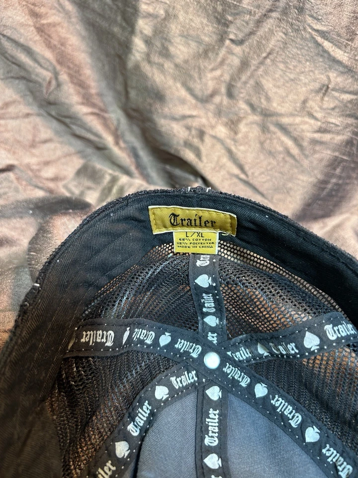 Винтажный трейлер серый с черными и серыми тузами крышка вышитый логотип L/XL выветренный счет - Изображение 4 из 4