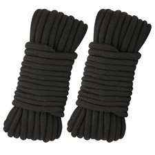 2Pcs Soft Cotton Rope, 66Ft x 8MM Thick String, Black 32ft*2pack,