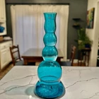 HTF Blenko Art Glass Handcraft #1309 Bubble Floor Vase Aqua Seabreeze Blue 20”