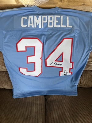 #ad Mitchell amp; Ness Earl Campbell Houston Oilers Autographed Jersey Beckett Auth $175.00