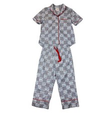 Lands End Pajama Set Patchwork Lightweight Short Sleeves Cotton Size Small 6-8