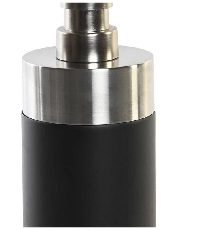Dosasapone Bagno Nero Opaco Resina e Acciaio Inox Dispenser Sapone Liquido, fotografia 9 di 9