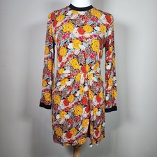 Zara Floral Dress Womens Small Faux Wrap Mini Pleated Statement Piece Modest
