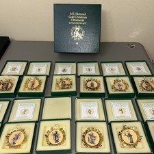 Vtg Hummel Gold Christmas Ornaments "Little Grown-ups" 12 In Boxes/papers 1989