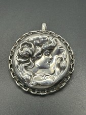 Ciondolo antico argento sterling testato donna e fiori 16,4 g rottami/uso fino a te