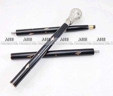 Vintage Antique Walking Cane Wooden Walking Stick Silver Brass Handle Knob Gift