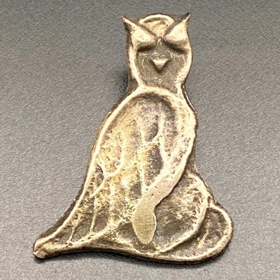 Vintage Navajo Native Marcus Chavez Owl Bird Sandcast Sterling Silver Pendant