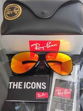 RAY-BAN RB3026, aviator sunglasses , Black Frame/Large 62mm Orange Lens