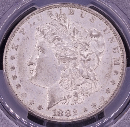 1882-O/S Morgan Dollar PCGS AU58 Weak Over Mint Mark Graded US Coin
