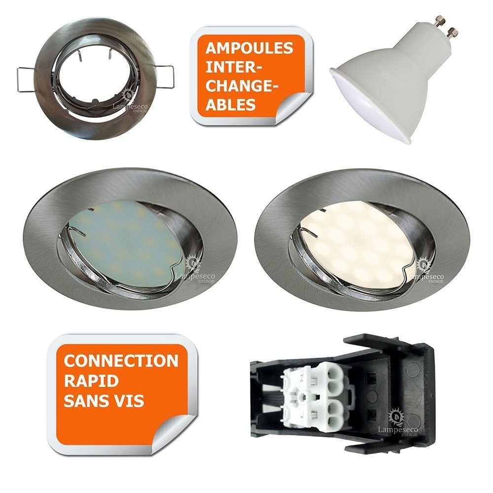 Spot LED encastrable alu brossé pour une ambiance de salon chaleureuse