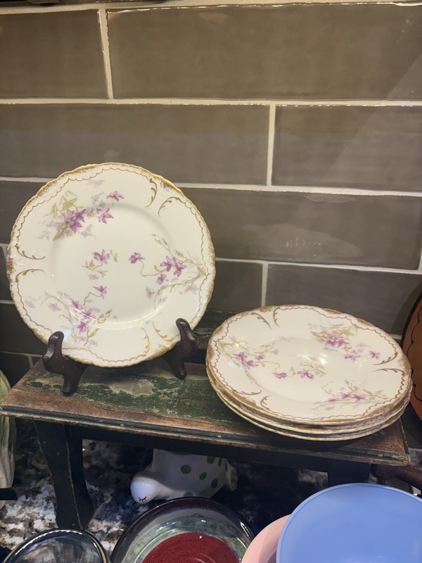 Antique Theodore Haviland Limoges France Set Of 4 6 3/8” Schleiger Plate Purple