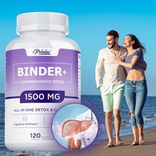 Binder Detox - Carbón activado, Zeolita - Desintoxicación y limpieza del hígado, salud digestiva