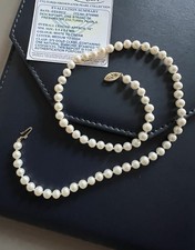 Vintage Natural Pearl Necklace Gold & Diamond Clasp 9ct London Hallmarks